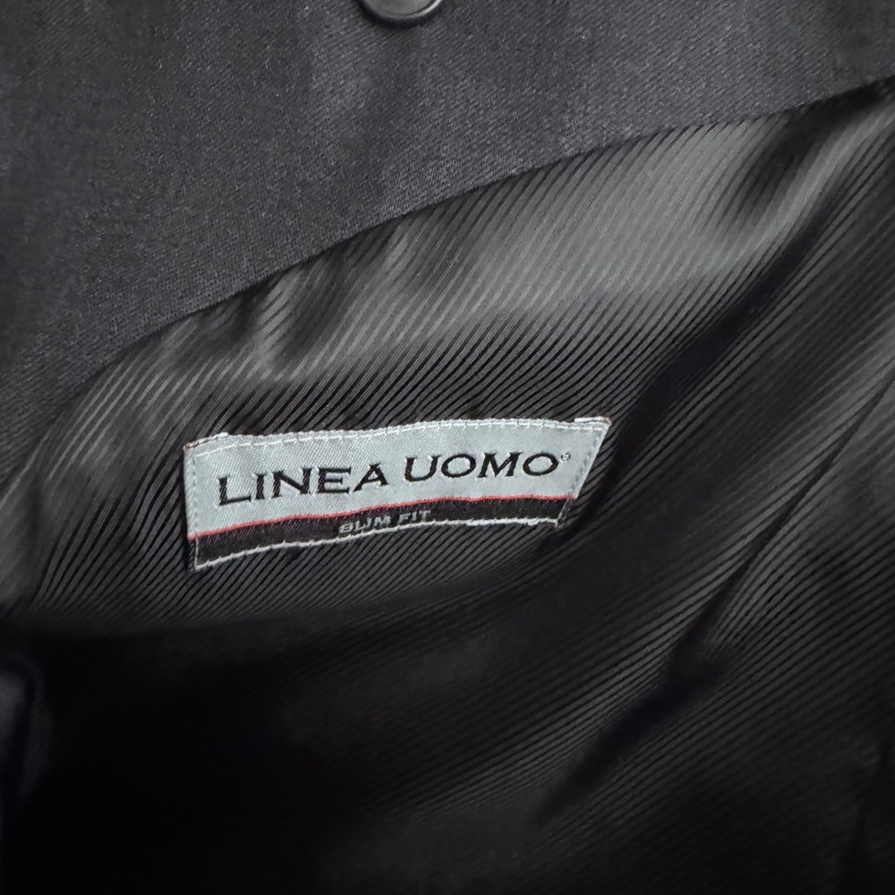 Linea Uomo 3-Piece Suit Mens 46L 38x31 Charcoal Gray Solid Wool Slim Fit - Picture 4 of 6